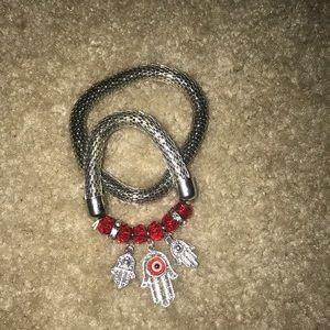 Silver and red bracelet